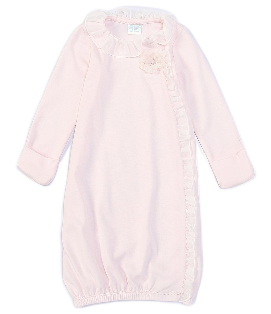 Hudson Baby Infant Girl Fleece Long-Sleeve Gowns 3pk, Navy Rose, 0-6 Months