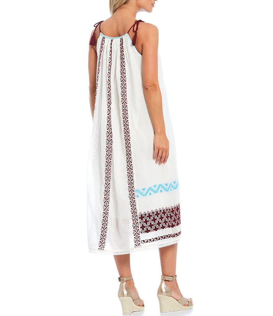 Reba Geometric Embroidered Cotton Swing Dress