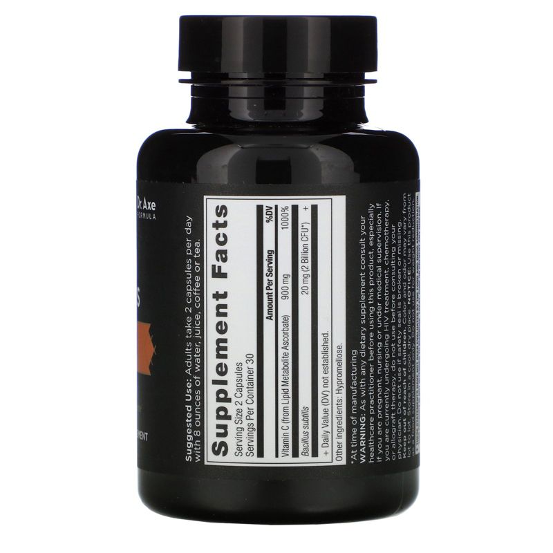 Dr. Axe / Ancient Nutrition Ancient Nutrients, Vitamin C + Probiotics, 60 Capsules, Vitamin C