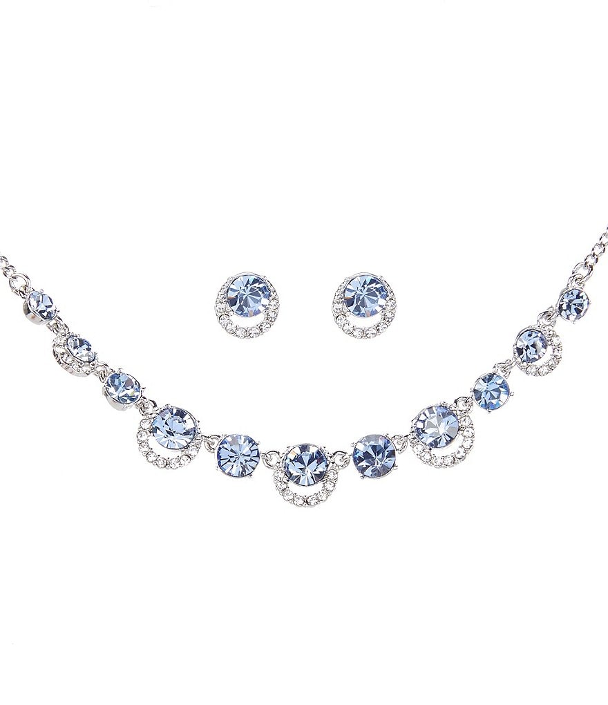 Givenchy Crystal Light Sapphire Halo Neck and Earring Set