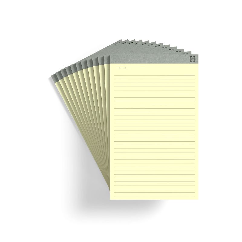 TRU RED Notepads, 8.5" x 14", Wide Ruled, Canary, 50 Sheets/Pad TR57386