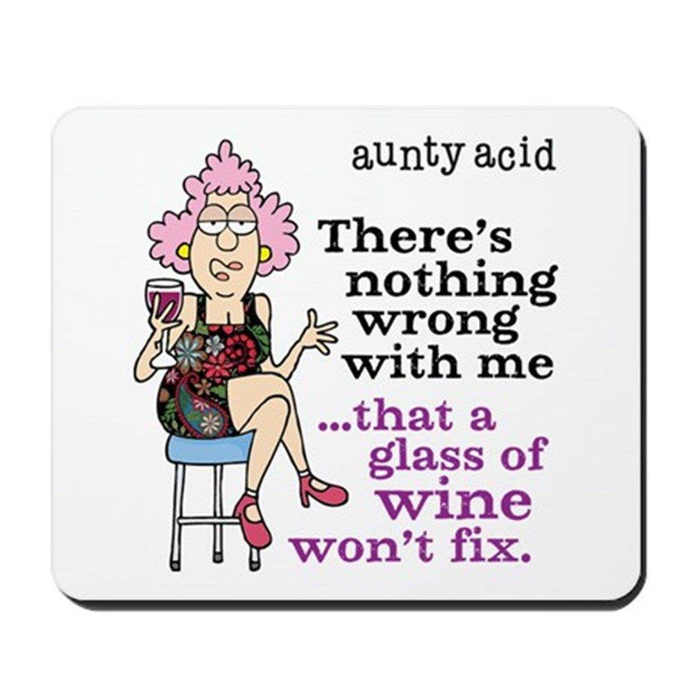 CafePress - Aunty Acid: Glass of Wine - Non-Slip Rubber Mousepad, Gaming Mouse Pad