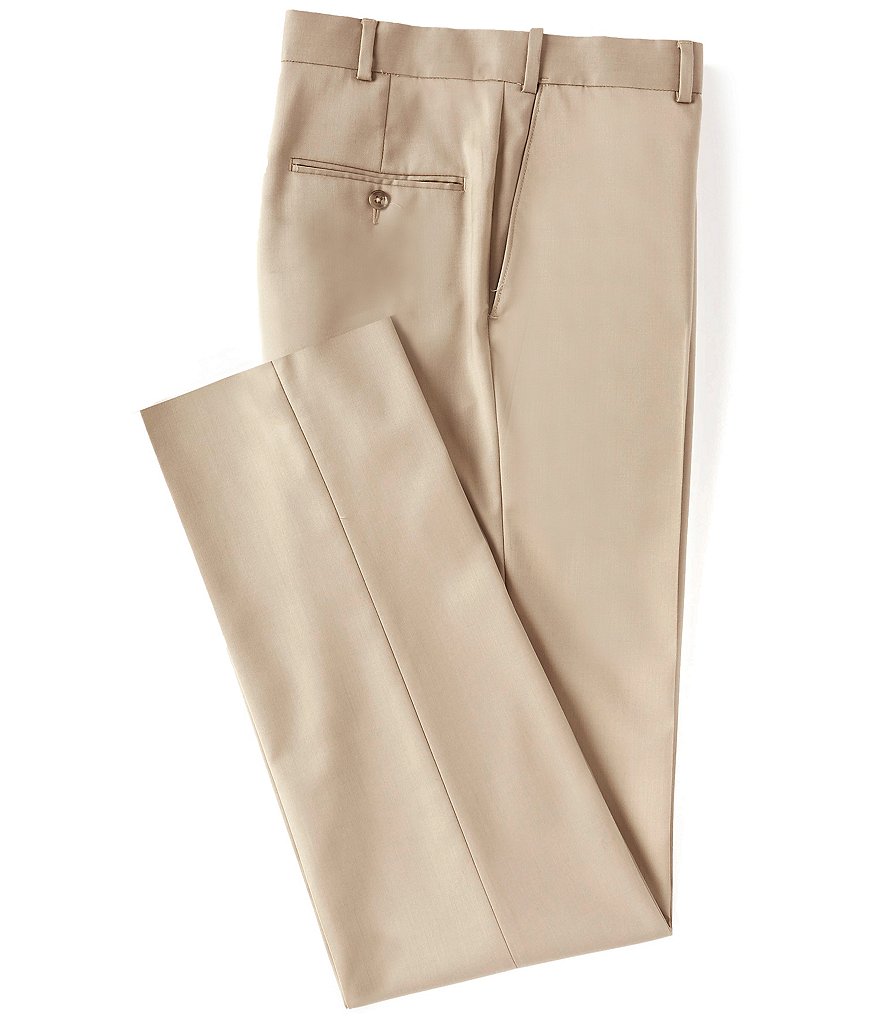 Hart Schaffner Marx Tailored Flat Front Solid Dress Pants