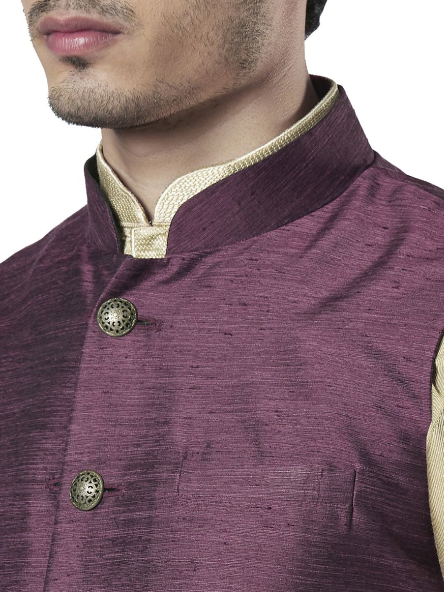 VASTRAMAY Teal Green Regular Fit Printed Nehru Jacket