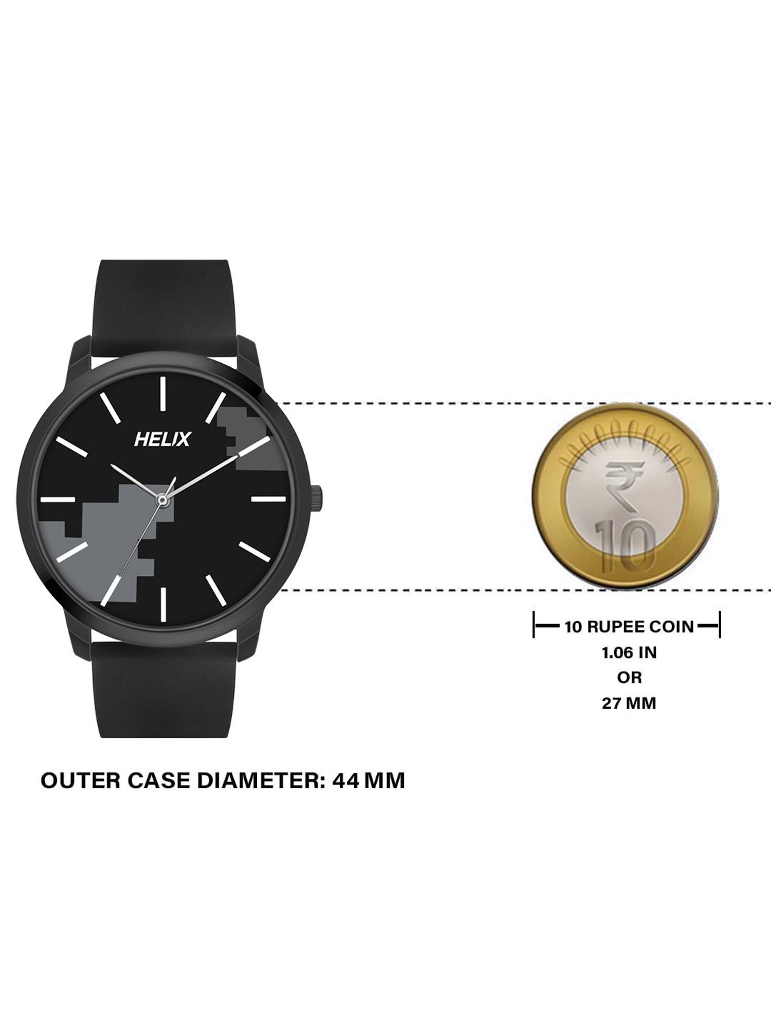 Helix By Timex Black Round Dial Analog Silicone Men Watch - TW039HG20