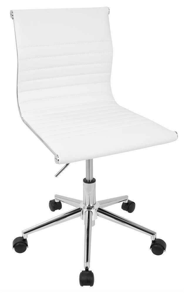 Master Armless Adjustable Task Chair in White