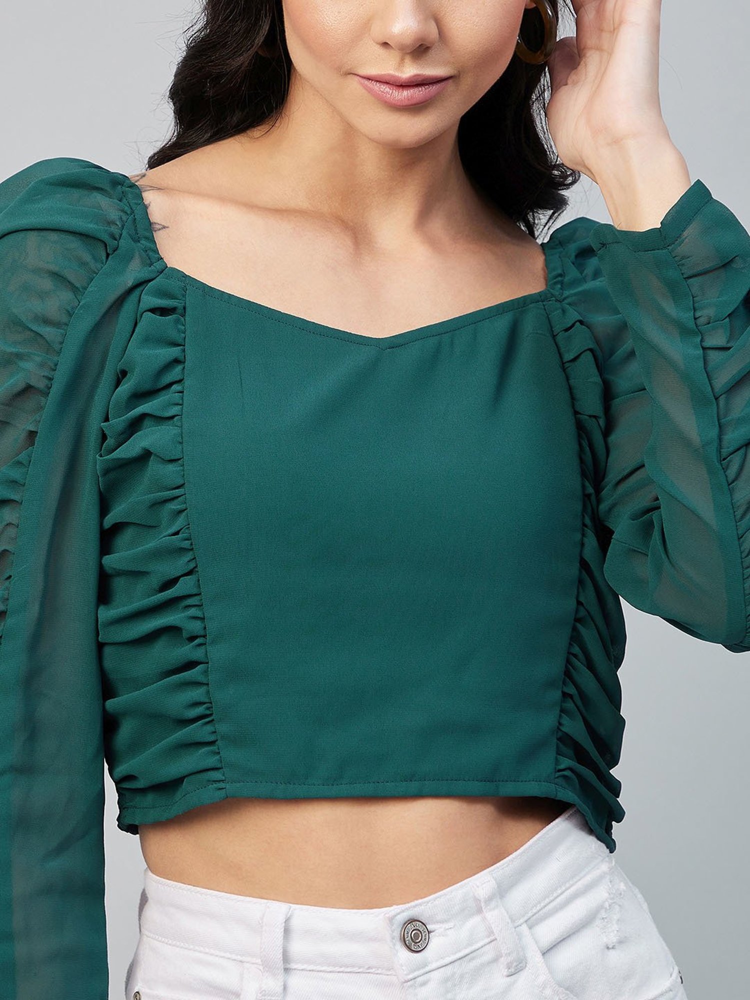 Carlton London Green Crop Top