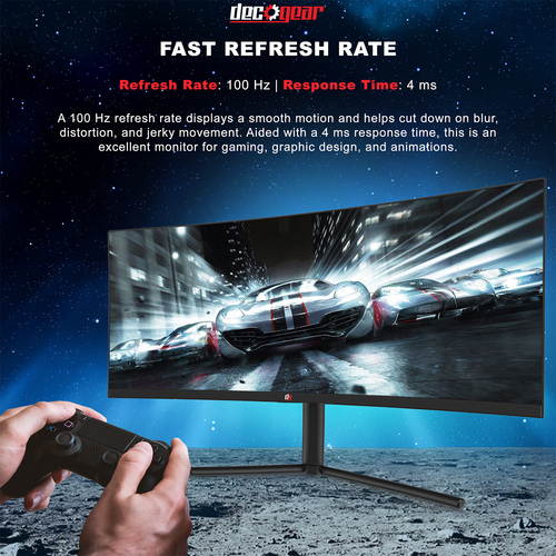 Deco Gear DGVM29PB 29-Inch 2560x1080 100Hz VA Curved Gaming Monitor, 4ms Response Time, 3000:1 Contrast Ratio, sRGB, NTSC 85, DCI-P3, and Adobe RGB Color Accurate