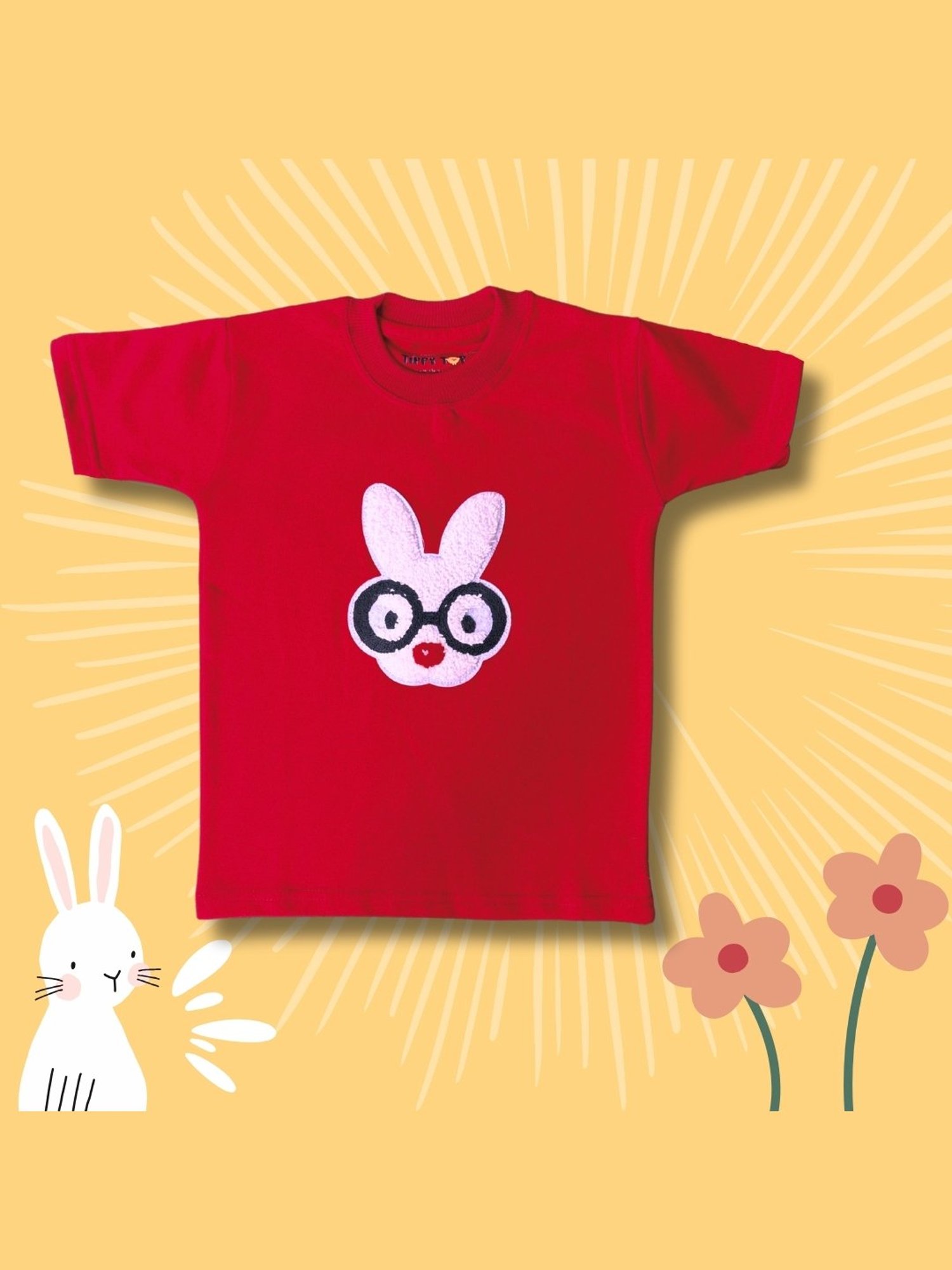 Tippy Top Kids Red Self Design T-Shirt