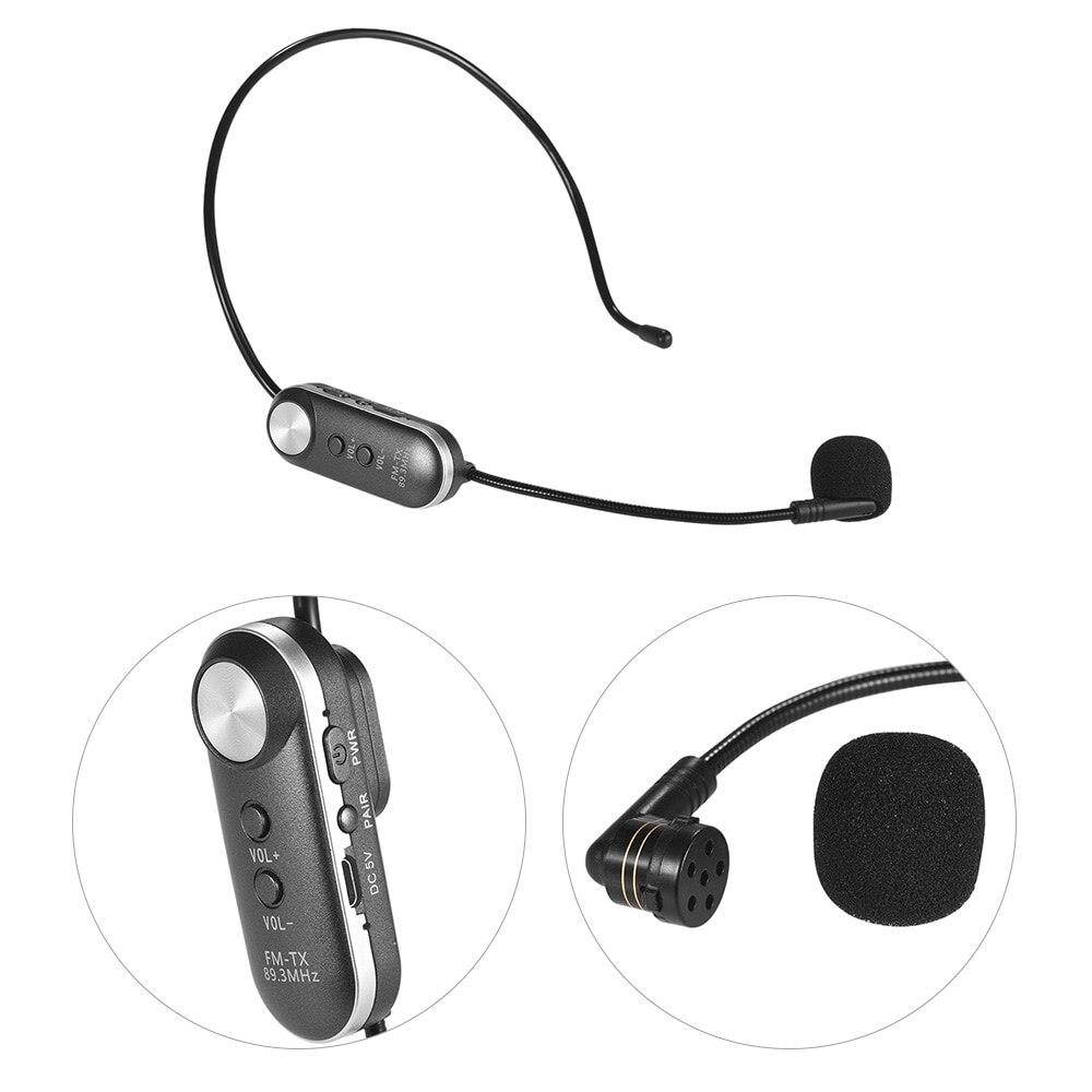 Hands-free Wireless Microphone Megaphone Radio Mic Headset Condenser Microphones with FM Sending and BT Function for Tour Guide