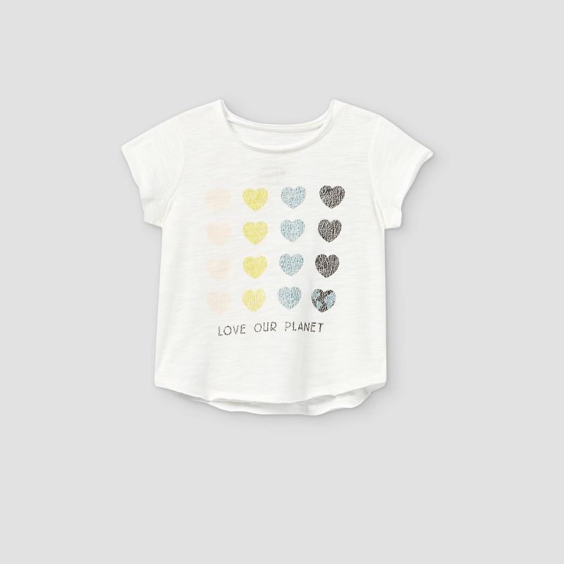 Grayson Mini Toddler Girls' 'Love Our Planet' Short Sleeve T-Shirt - White 12M