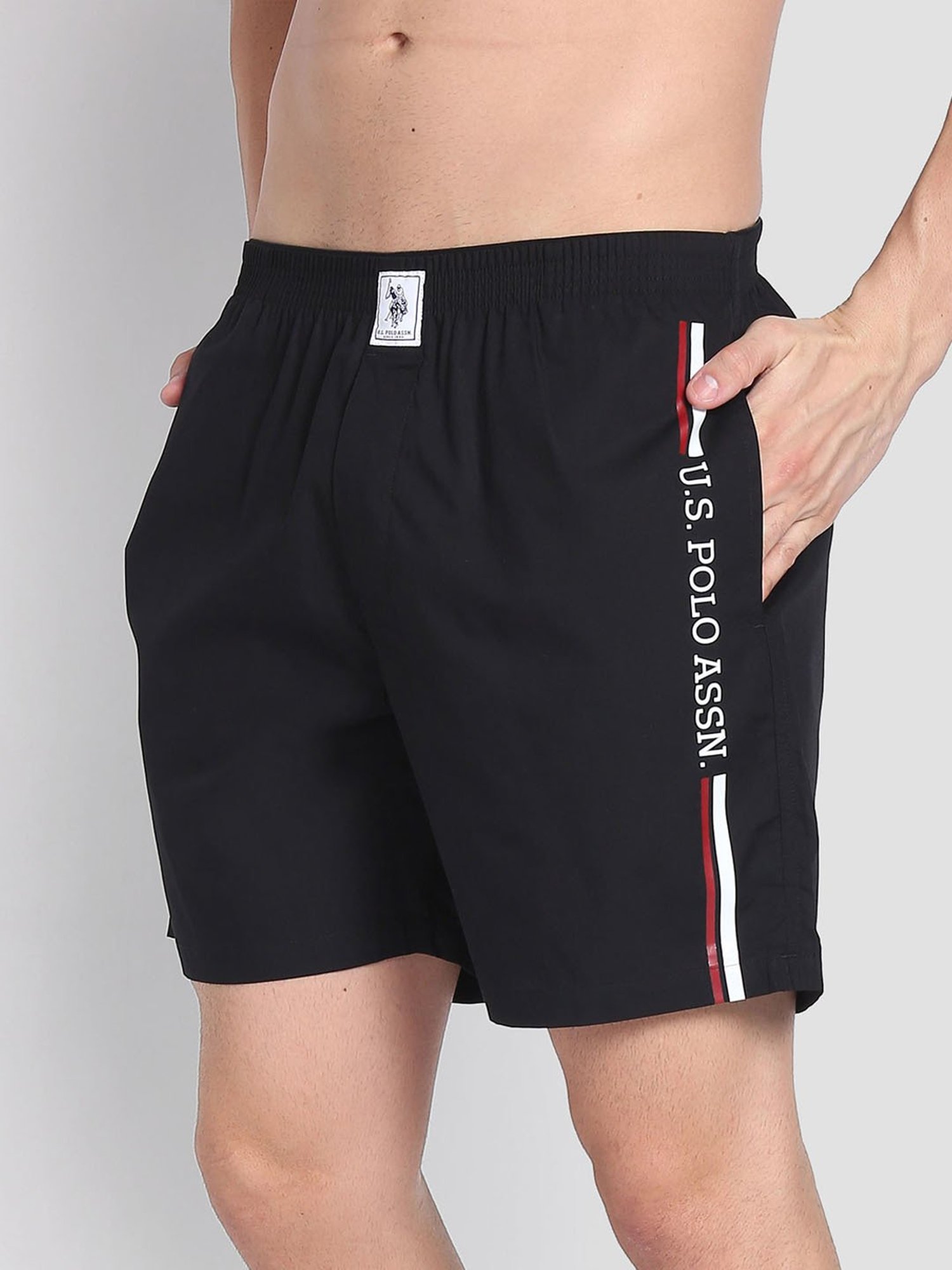 U.S. Polo Assn. Black Cotton Regular Fit Striped Boxers
