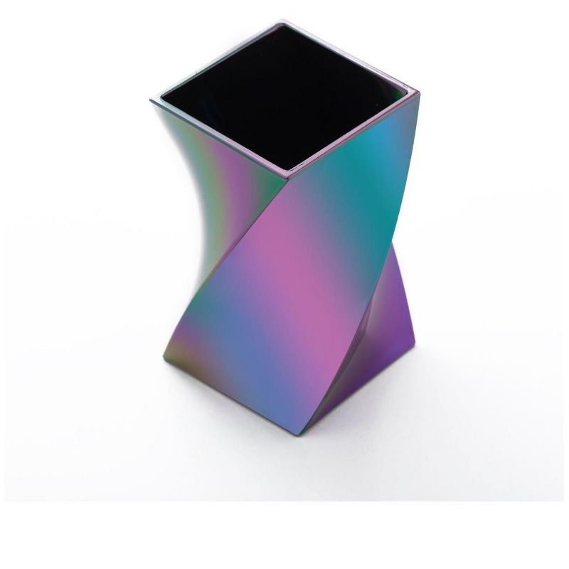 Zodaca Pen Holder, Ceramic Pencil Cup Desk Organizer Makeup Brushes Holder with Gold Accent, Shiny Pearl White