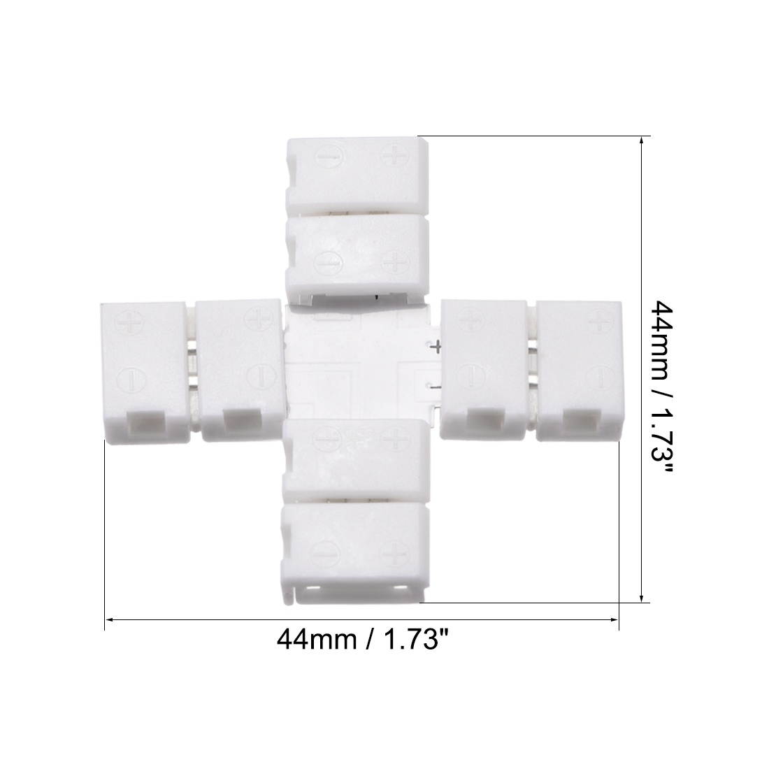 8mm 2P Cross Shape LED Strip Connector for Single Color 3528 2 Conductor LED Strip Lights 15Pcs