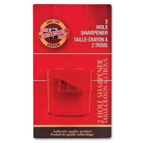 Pencil Sharpener Metal Double Hole Red