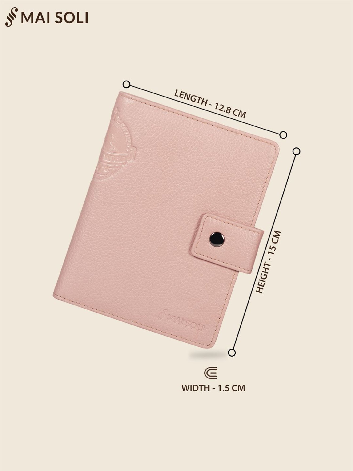 Mai Soli Gypsy Nude Pink Formal Leather Passport Wallet for Unisex