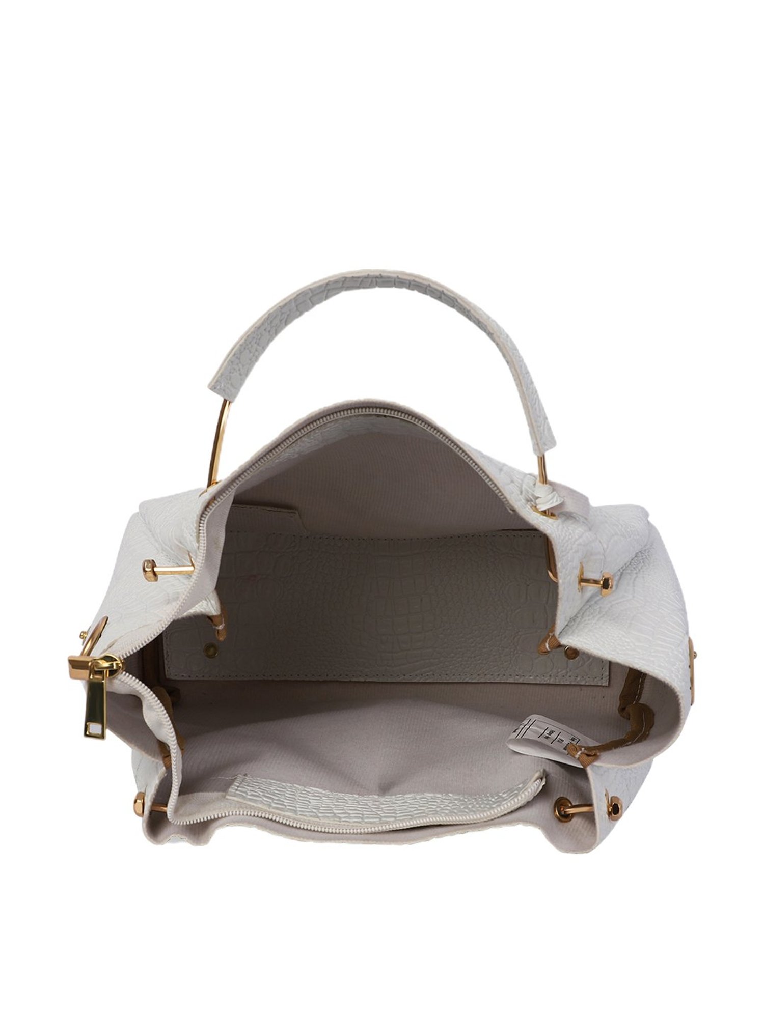 Bagsy Malone Croco White Animal Effect Medium Satchel Handbag - Set of 3