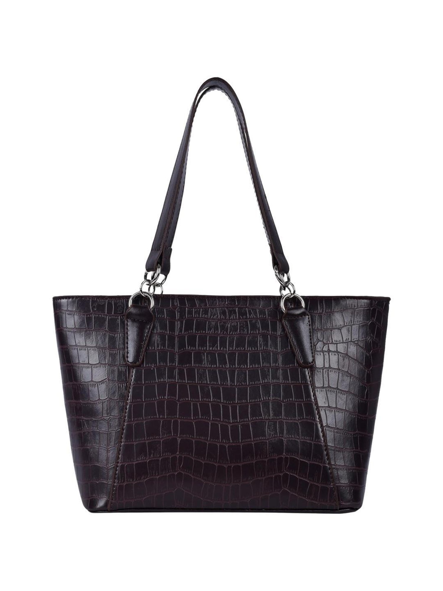 Lino Perros Brown Synthetic Textured Tote Handbag