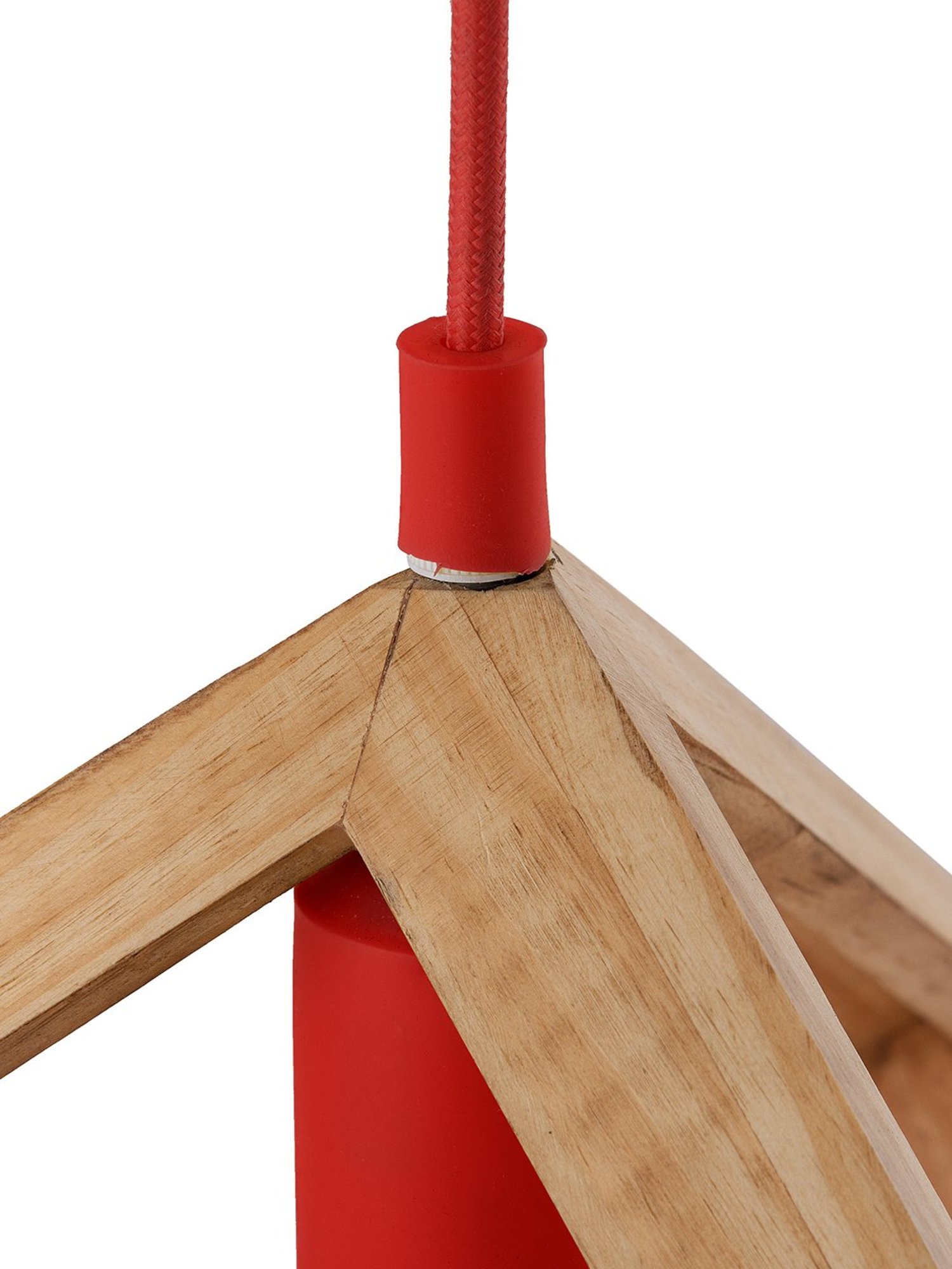 Homesake Beige Hanging Cube Lamp with Red Silicone Socket Holder - Set of 1 (Bulb not included)