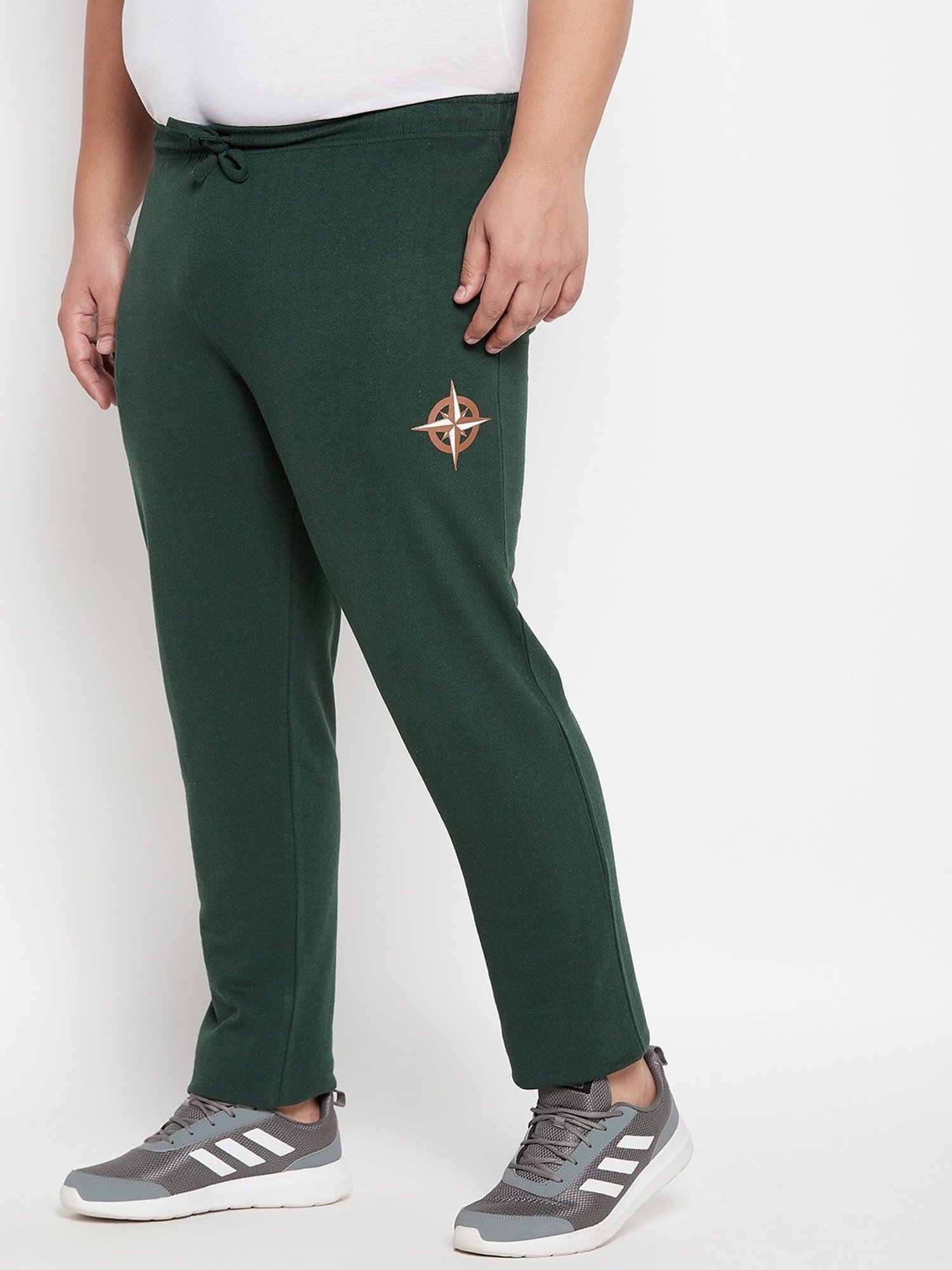 Bigbanana Bottle Green Cotton Regular Fit Printed Trackpants