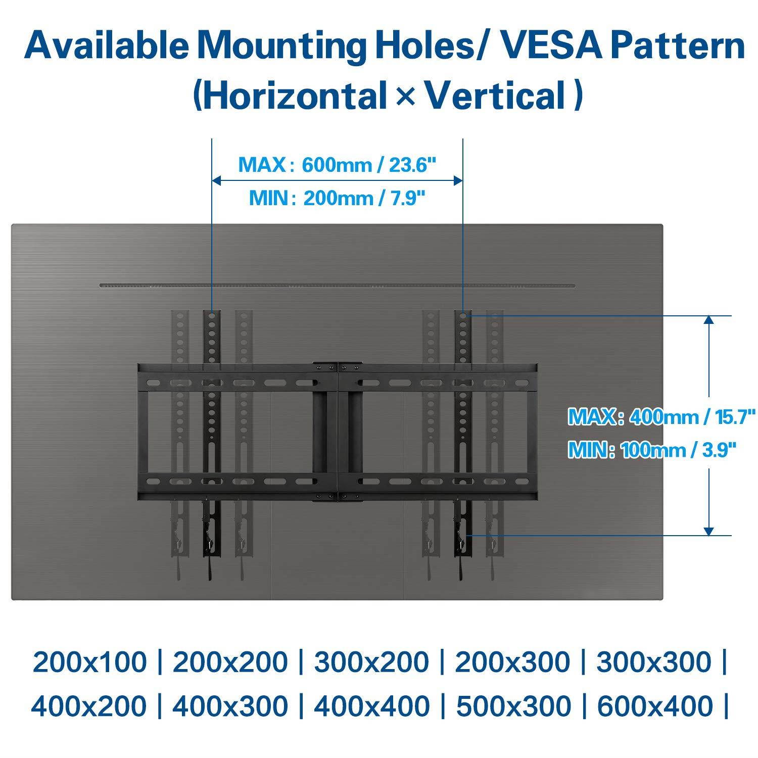 Mounting Dream Low Profile Fixed TV Wall Mount Bracket for Most 42-70 Inch LED, LCD and Plasma TV, Ultra Slim TV wall Bracket up to VESA 600 x 400mm and 132 LBS Loading Capacity, MD2163-K