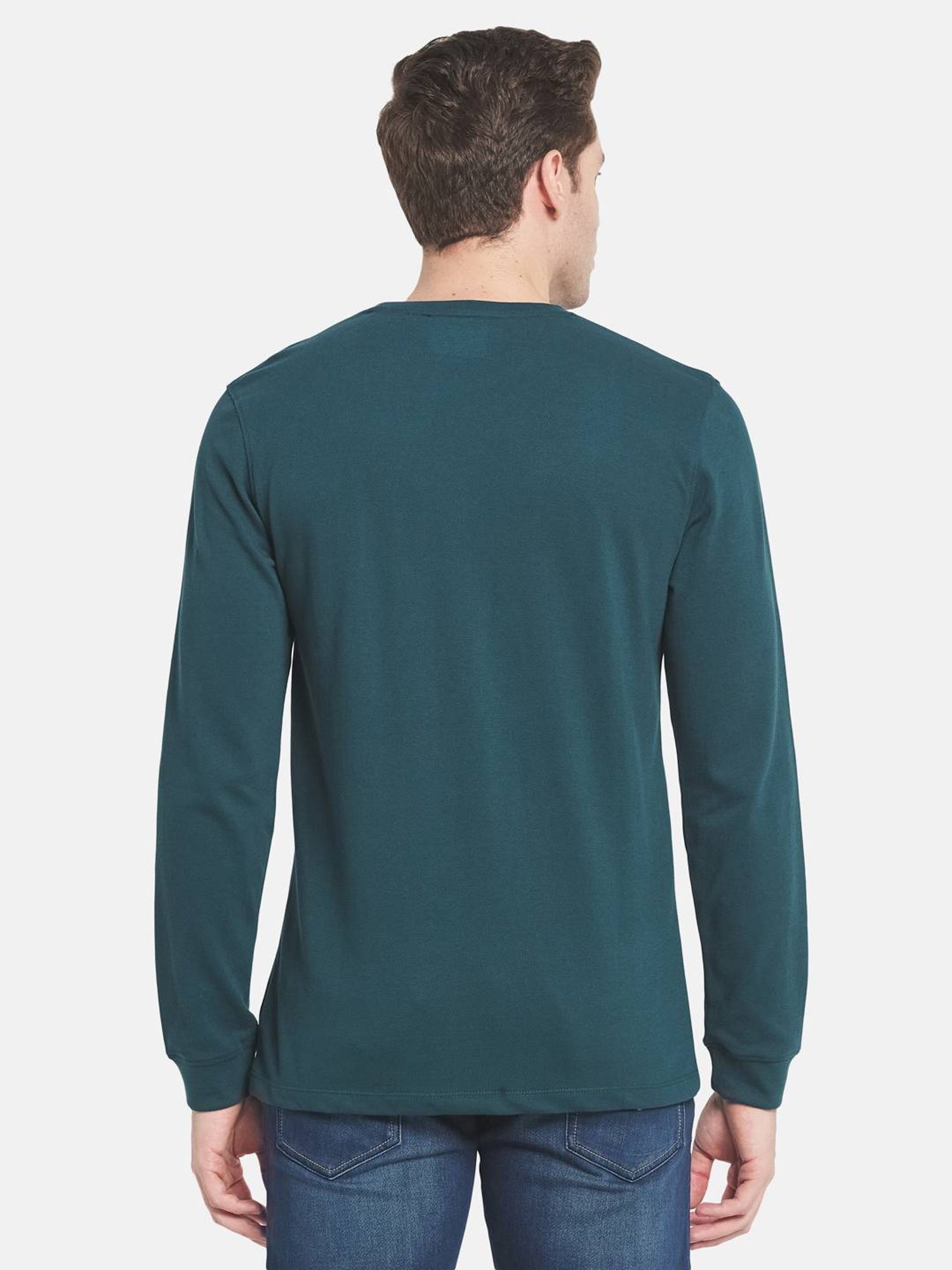 Mettle Green Cotton Regular Fit T-Shirt