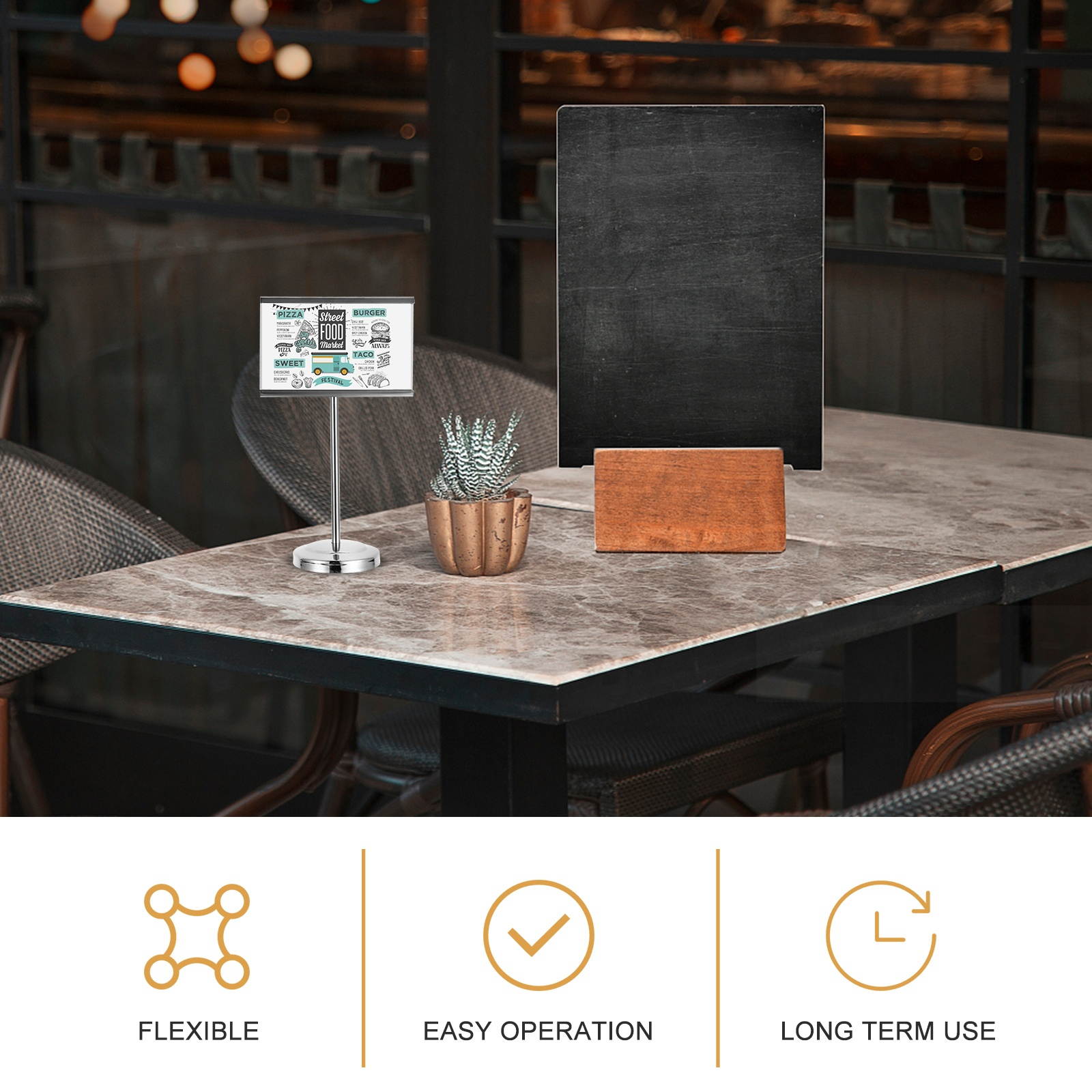 1pc Stainless Steel Menu Stand Stable Table Number Stand  for Hotel Restaurant