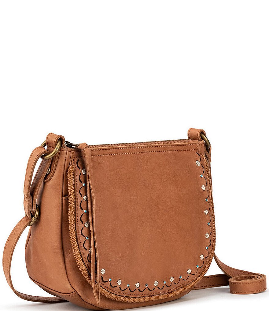 The Sak Gen Leather Antique Brass Hardware Shoulder Saddle Bag