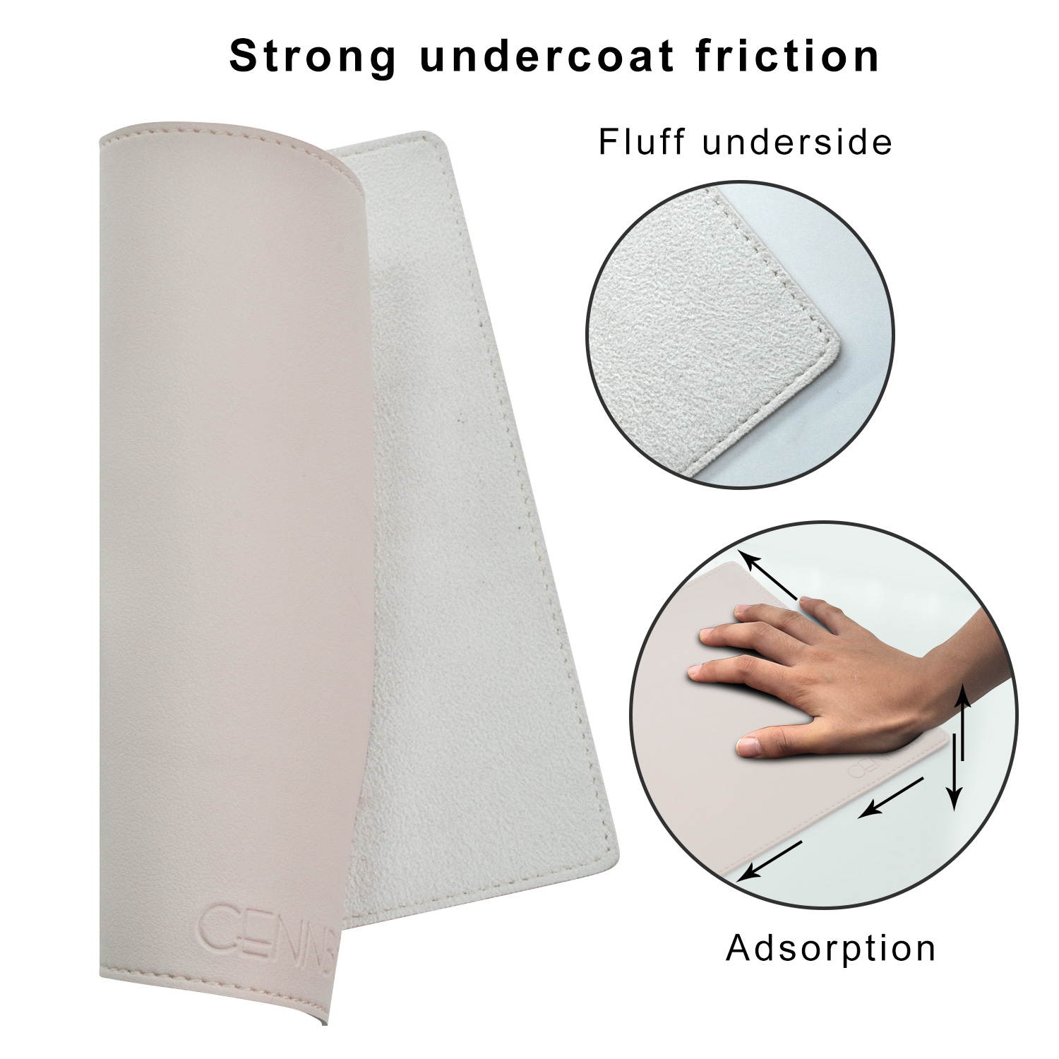 CENNBIE 10.3"x8.3" Artificial Leather Mouse Pad - Gaming and Executive Mousepad (White)