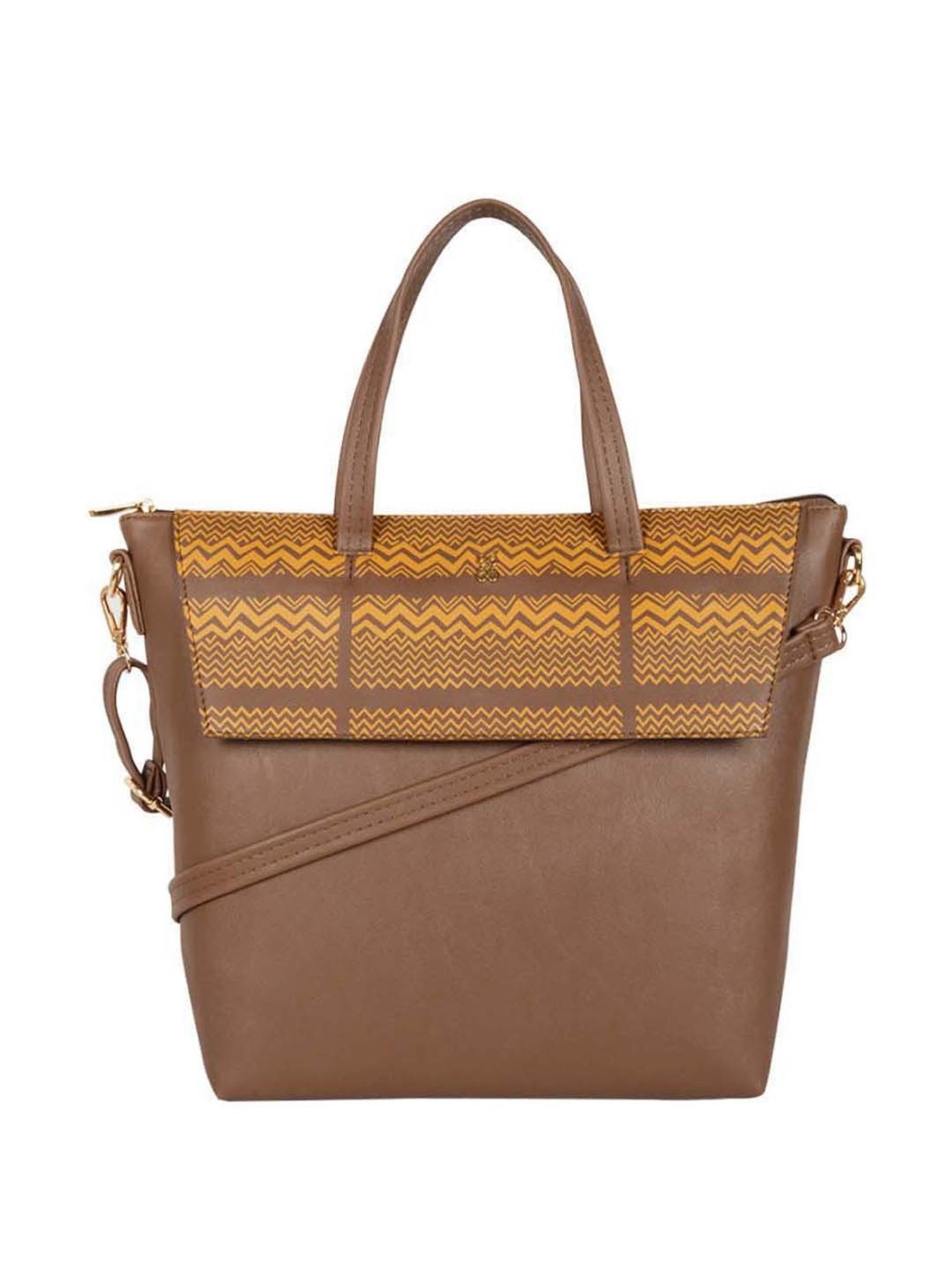 Baggit Brown Printed Medium Tote Handbag