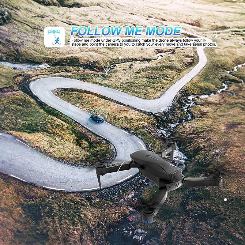 E520S GPS Drone with 4K Camera for Adults, 5G WiFi FPV Live Video GPS Return Home 32mins Flight Time Follow Me RC Professional Quadcopter for Adults Carrying Case and Two Batteries