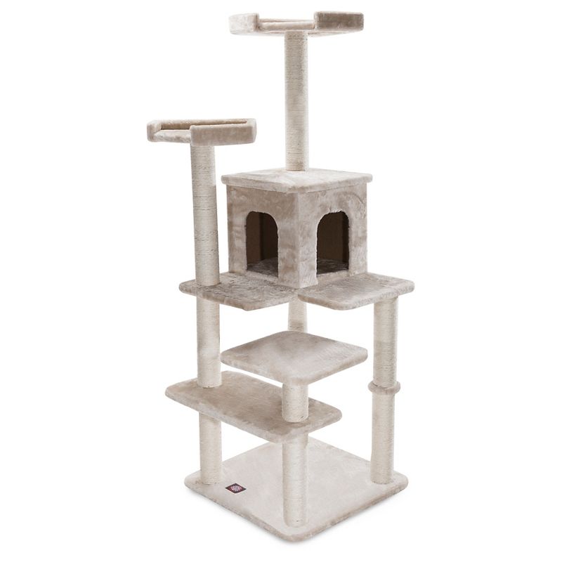 Majestic Pet Casita Faux Fur Activity Center Cat Scratcher -  Honey - 66"