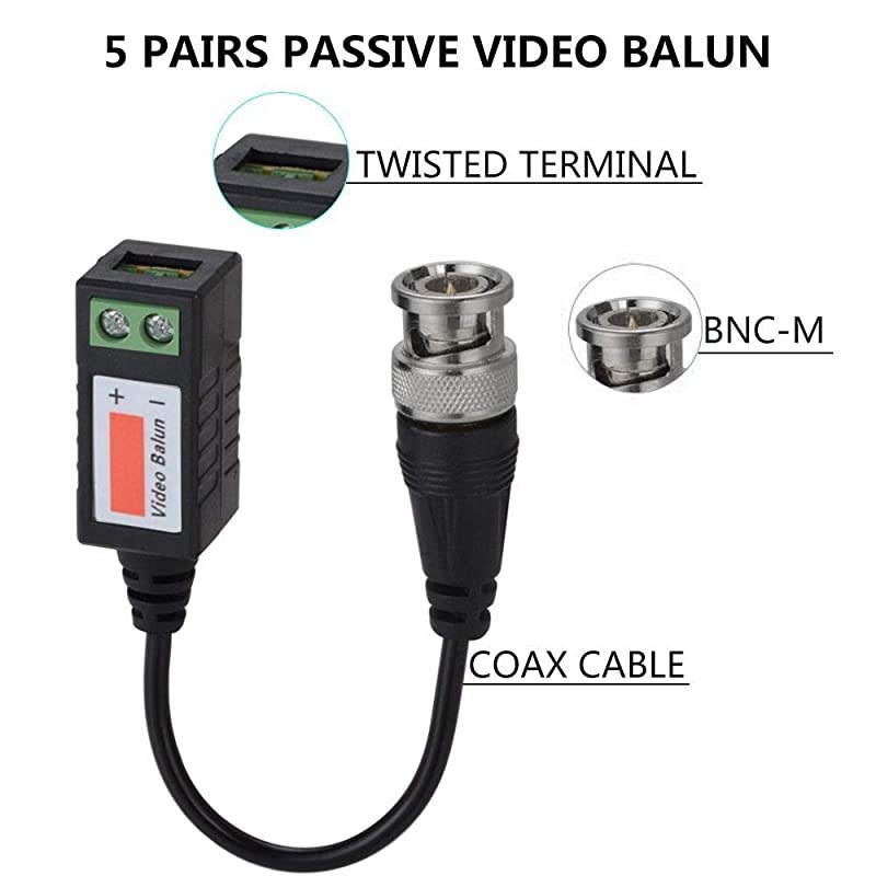 Balun Connectors Passive 8 Pairs Cat5 HD Mini CCTV BNC Balun Transceiver Cable for BNC Male Cable via CAT55E6 Twisted Pair Transmitter CCTV Security Camera System