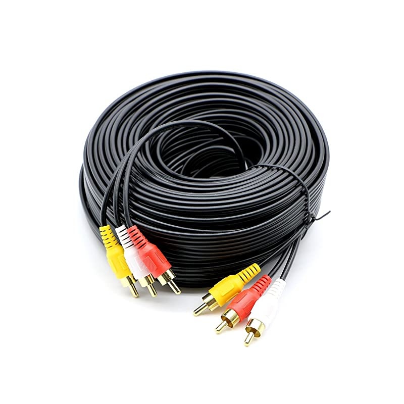 3 RCA Cable Audio Video Composite Male to Male DVD Cable 60 Feet