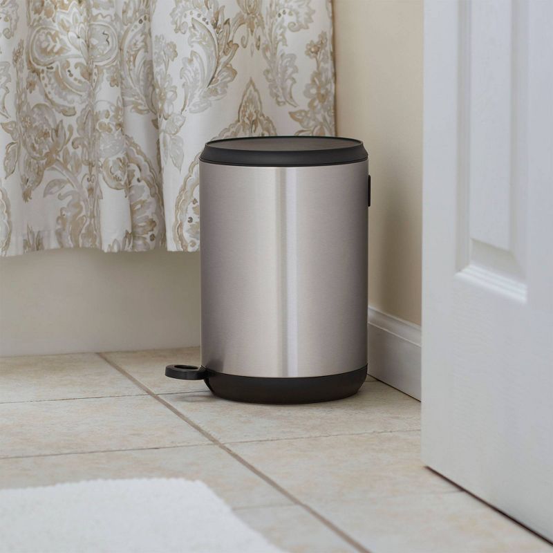 Household Essentials 5L Round Design Trend Step Trash Can Stainless Steel