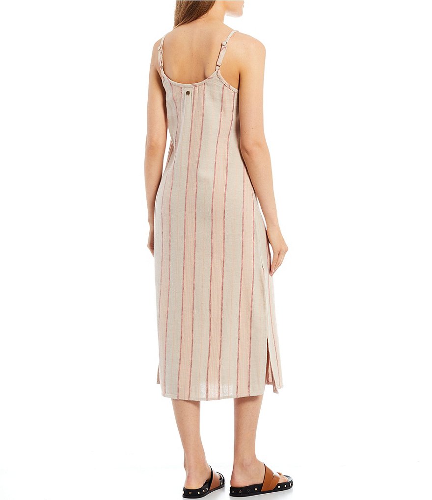 Rip Curl Spaghetti Strap La Bonita Striped Side-Slit Midi Dress