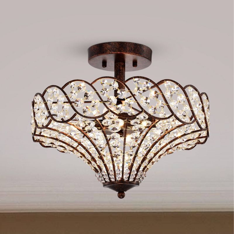 16" x 16" x 13" Maica 4 Light Abstract Crystal and Metal Semi Flush Mount Brown - Warehouse Of Tiffany