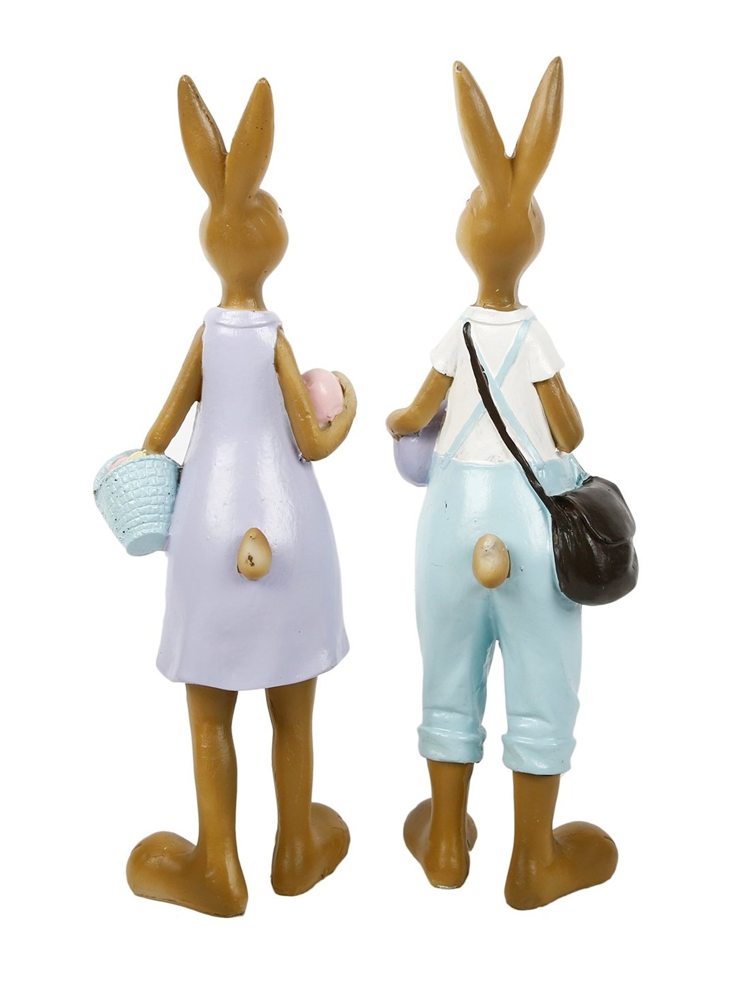 Tayhaa Blue & Brown Polyresin Colourful Bunny Showpieces - Set of 2