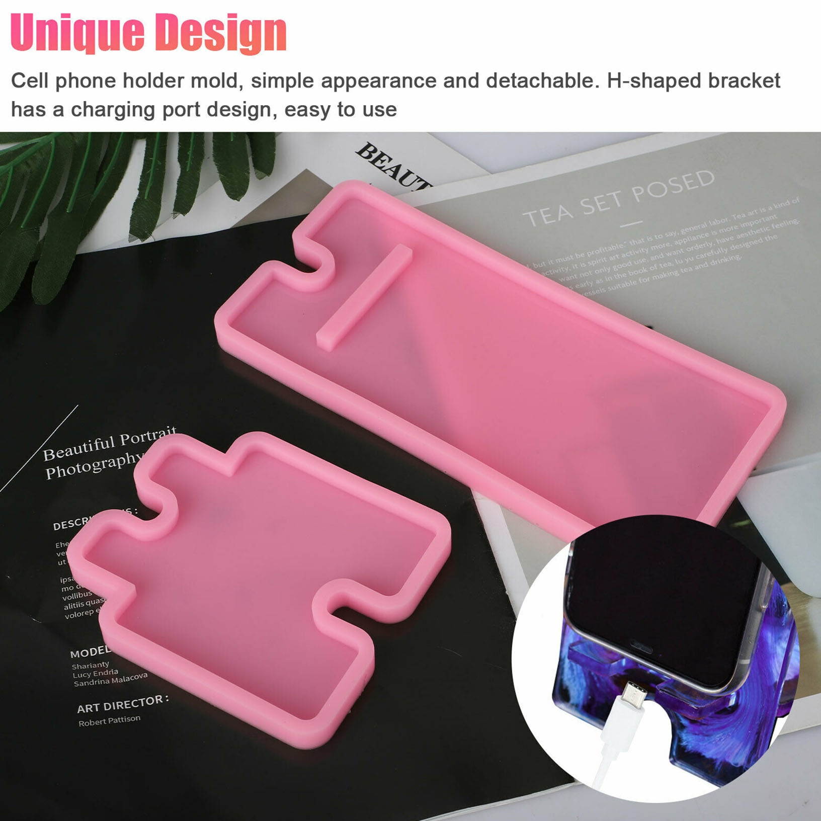 Silicone DIY Mobile Phone Stand Resin Mold Casting Epoxy Mould Craft Holder Tool