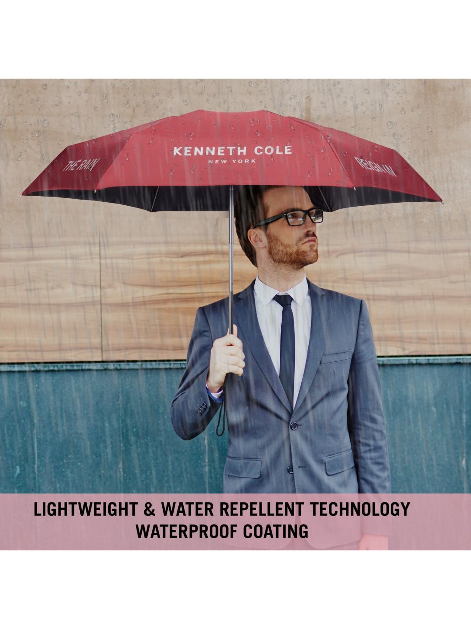 Kenneth Cole New York Mini 3 Fold UV Protection Red Umbrella
