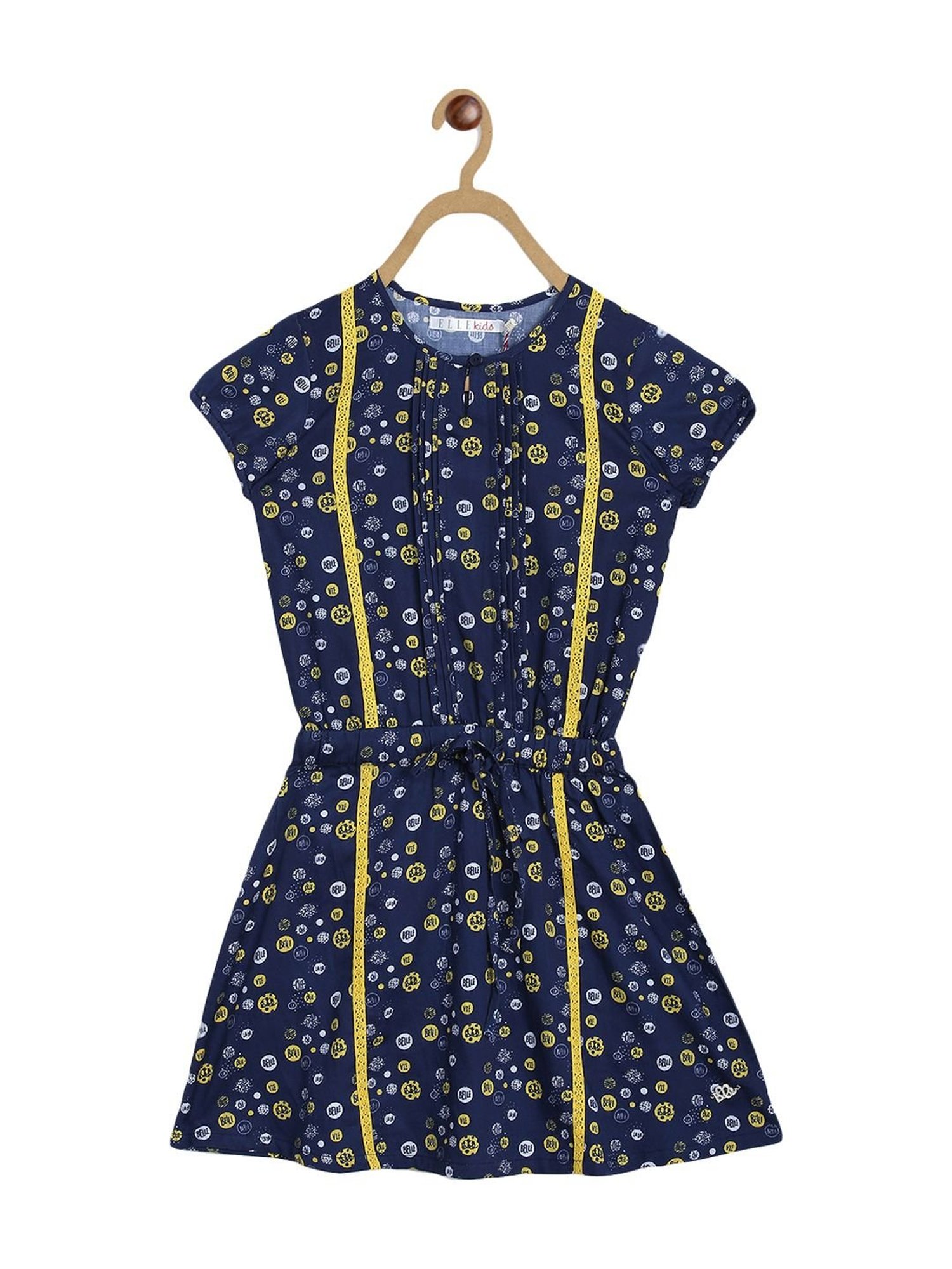 Elle Kids Navy Cotton Printed Dress