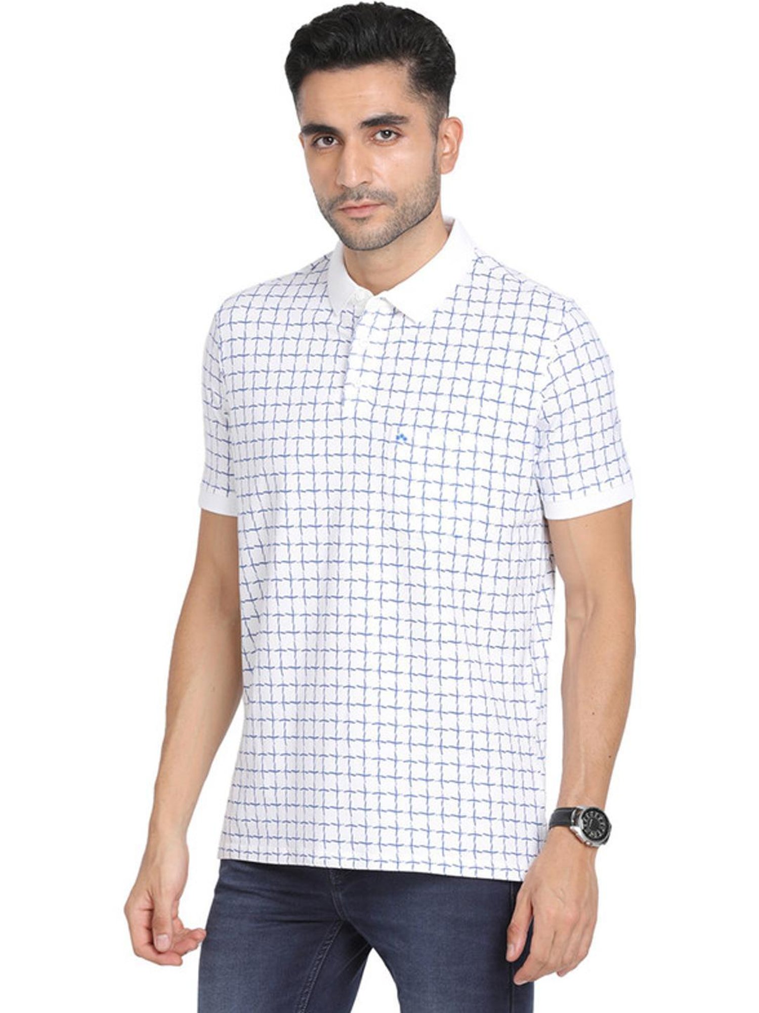 Turtle White Slim Fit Printed Polo T-Shirts
