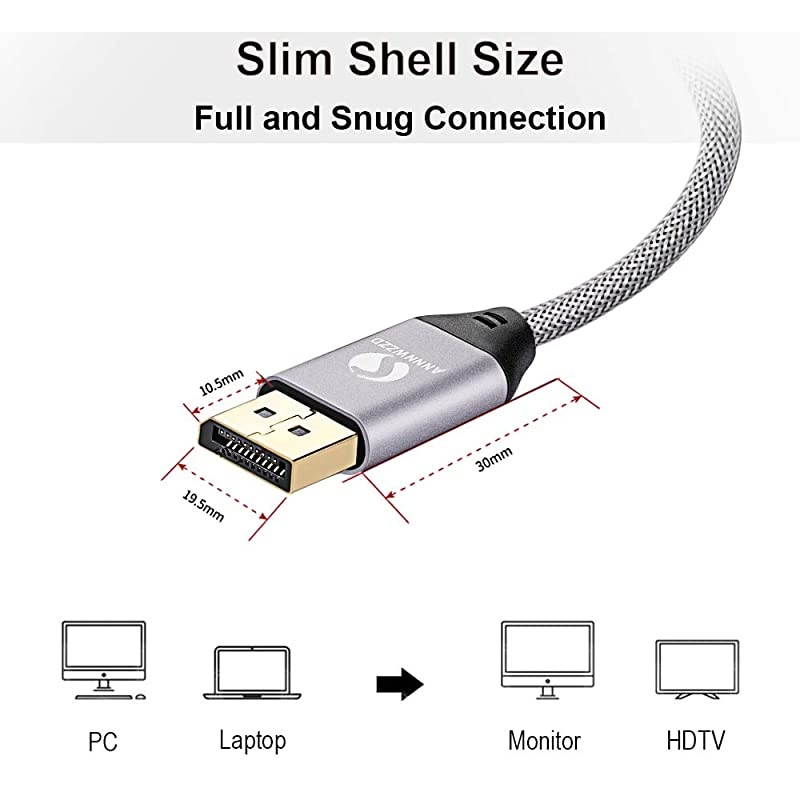 DP Cable 4K 60Hz,High Speed DisplayPort to DisplayPort HD Display Cable Compatible PC, Laptop, TV, DP to DP Cable Grey (1M / 3FT)