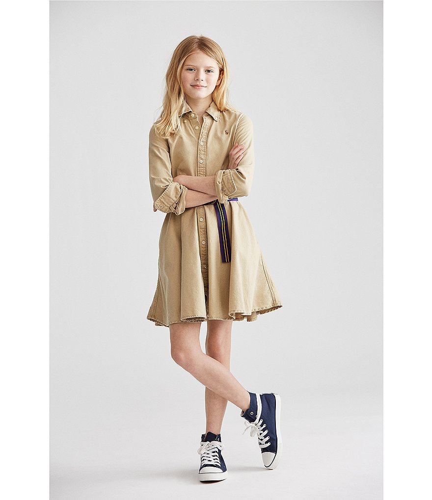 Polo Ralph Lauren Big Girls 7-16 Button-Front Belted Shirtdress