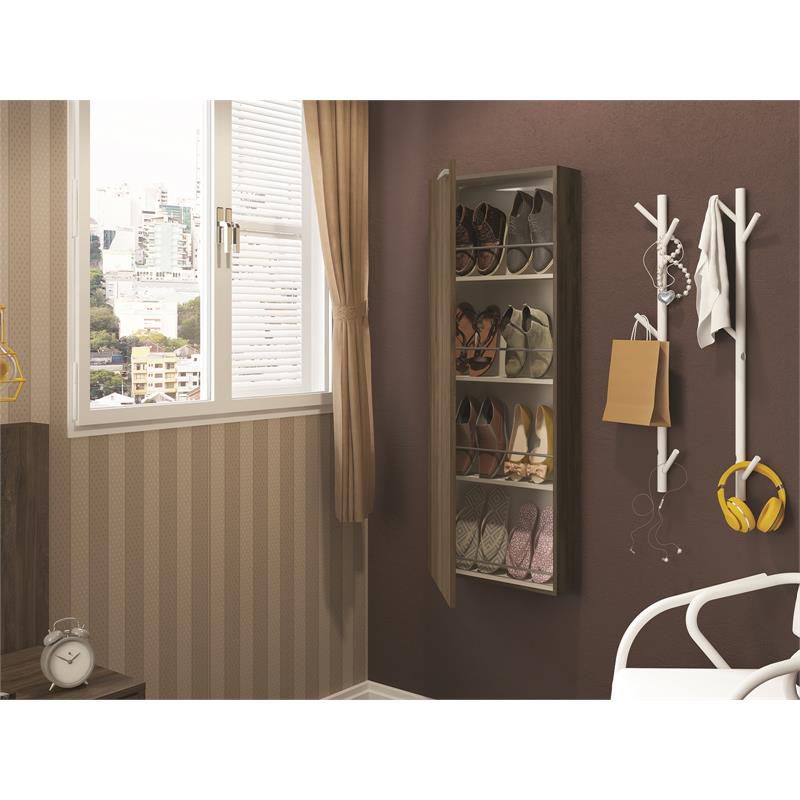 Casabianca Furniture Modern Noa Engineered Wood Shoe Rack in Brown