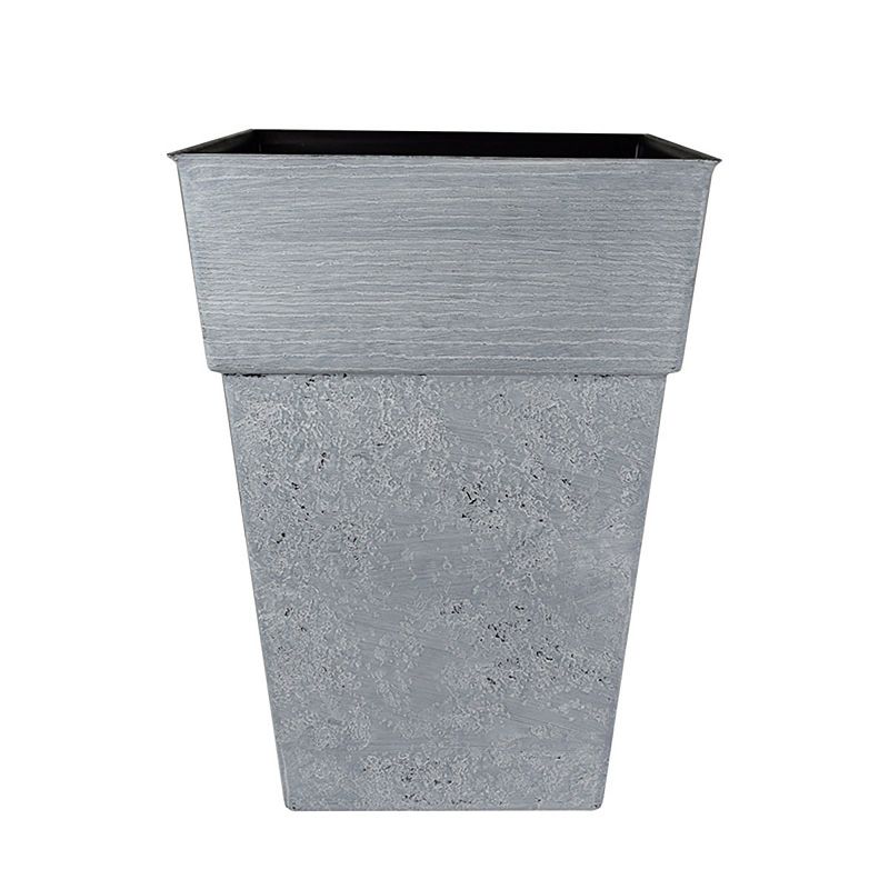 The HC Companies Avino 16-Inch Square Indoor Outdoor Resin Flower Planter Pot, Oxidized Black