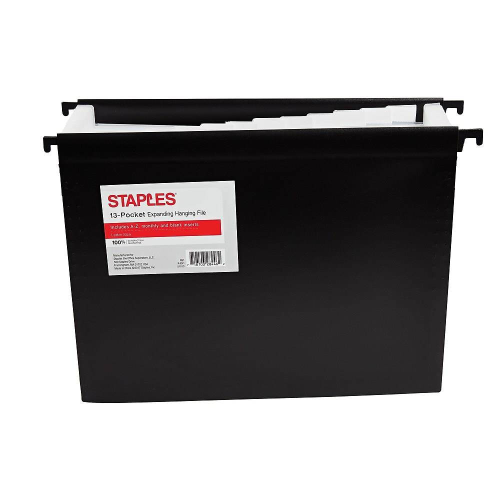 Staples Poly Expanding Hanging File Folder Jan-Dec Index Letter 12 Pocket Blk