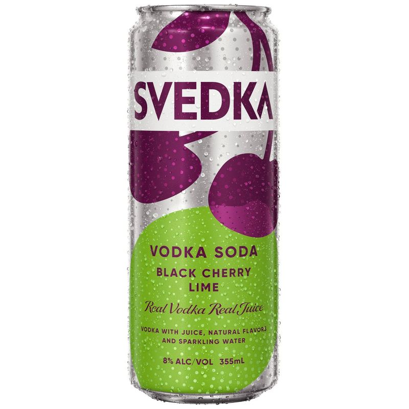 SVEDKA Black Cherry Lime Vodka Soda Cocktail - 4pk/355ml Cans