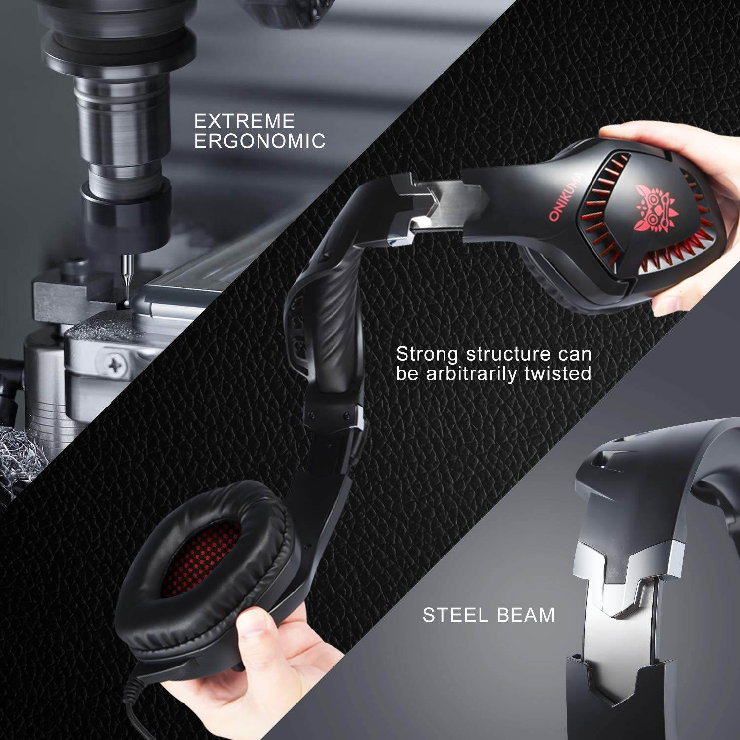 ONIKUMA K1 Pro Game Gaming Headset PS4 Earphone Gaming Headphone With Microphone Mic For PC Laptop playstation 4 casque Gamer- (Black / Blue)