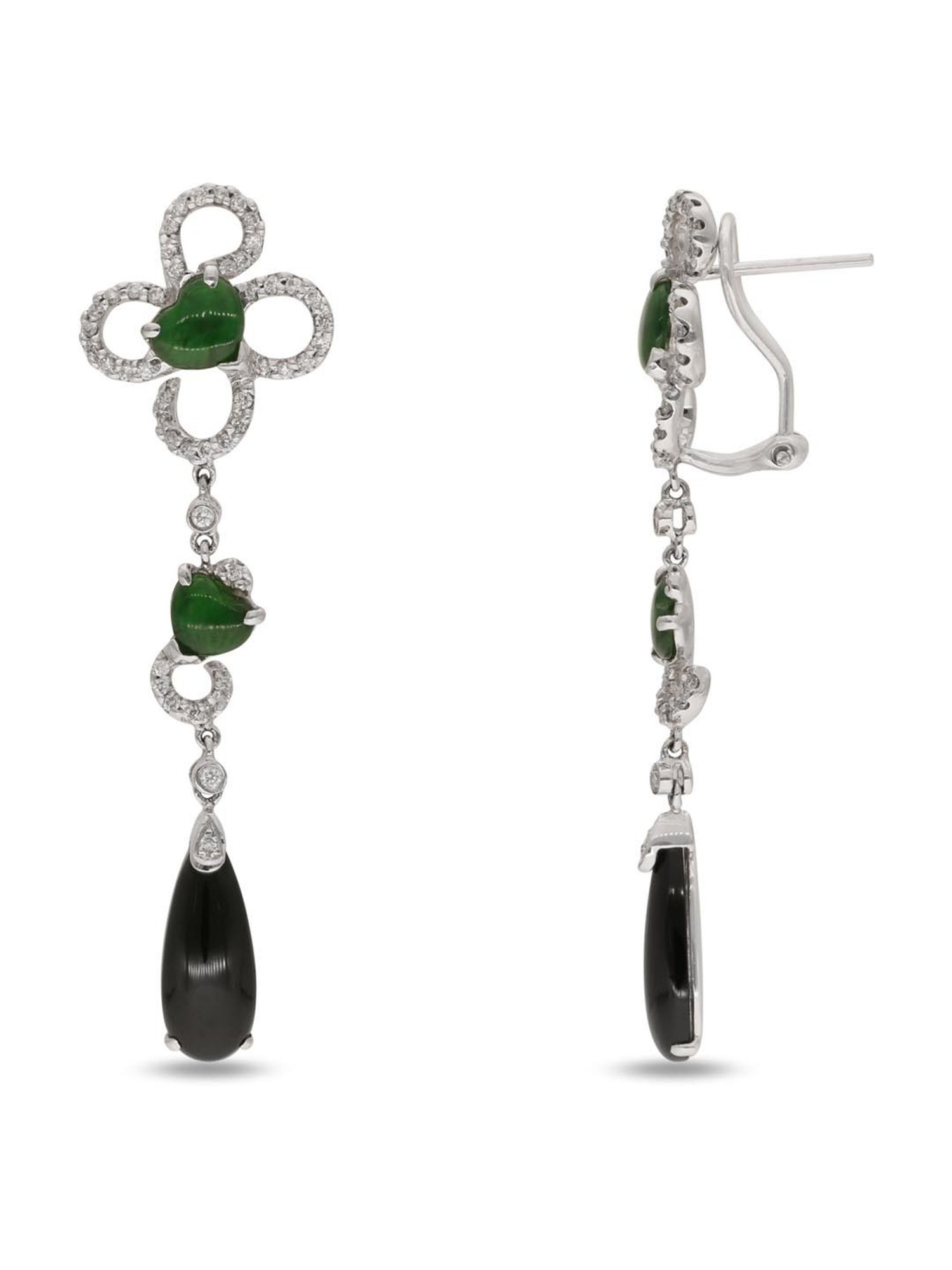 CKC 18k Gold & Diamond Earrings with White Rhodium Polish for Women